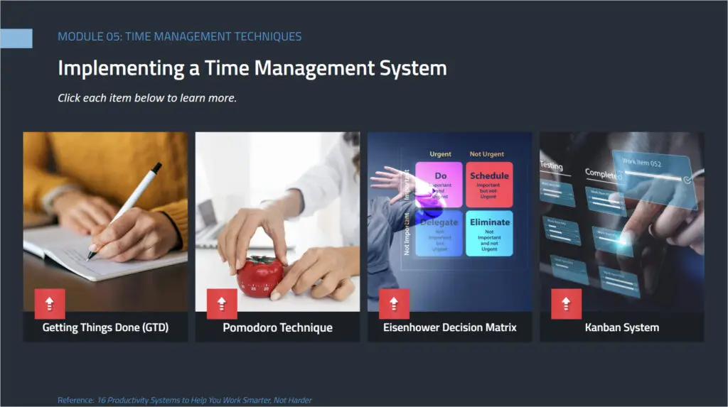 Screenshot 3 for course on Effective Time Management Techniques.