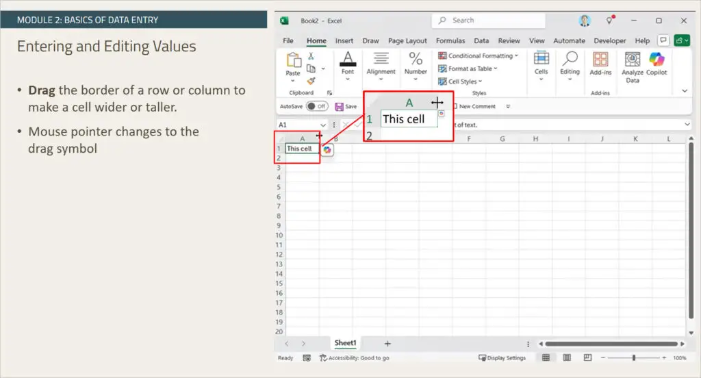 Screenshot one showing Excel table.
