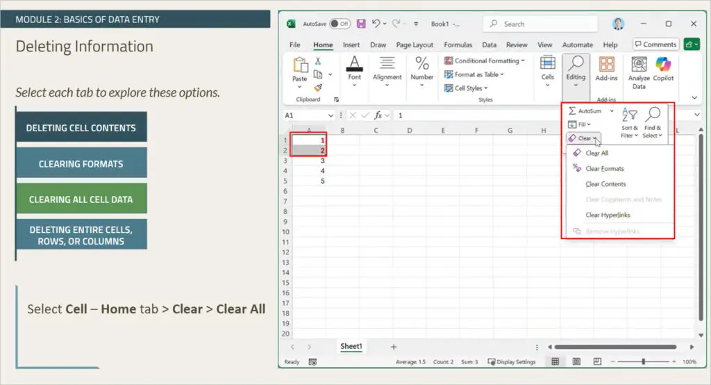 Screenshot two showing Excel table.