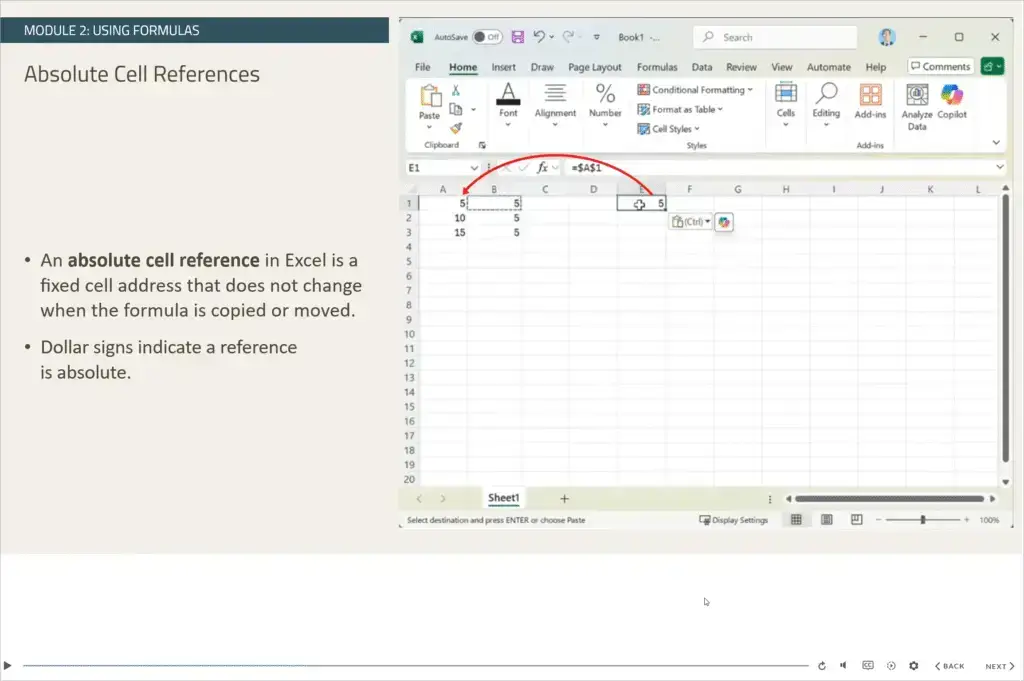 Screenshot two of Excel Formulas and Functions course.