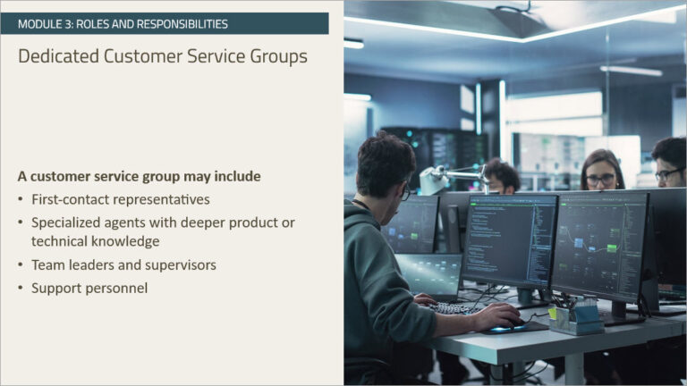 Screenshot four for course: Establishing a System for Managing Customer Complaints.