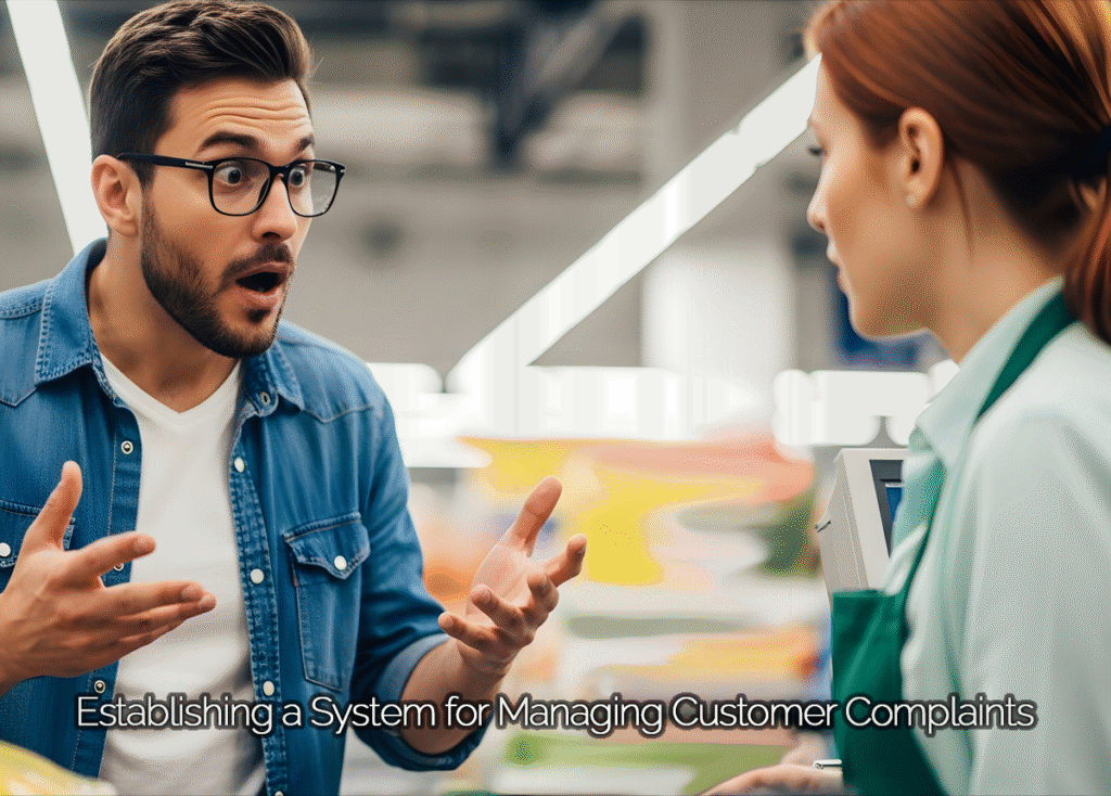 Customer complaining to a cashier.