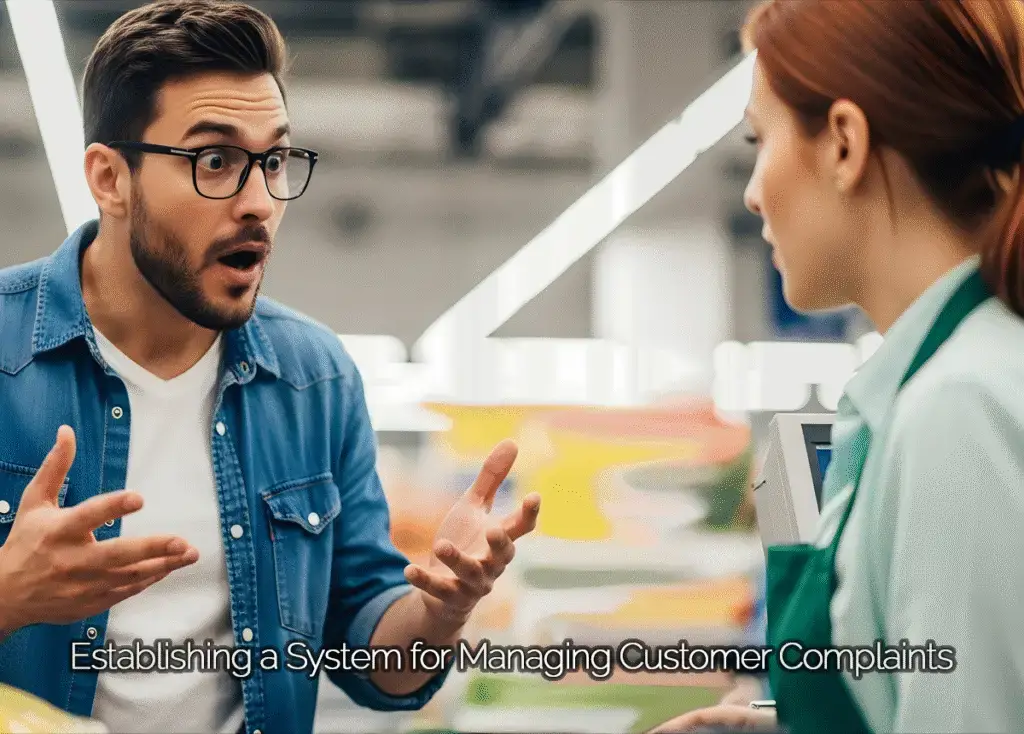 Customer complaining to a cashier.