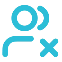 Icon of two people outline with an X.