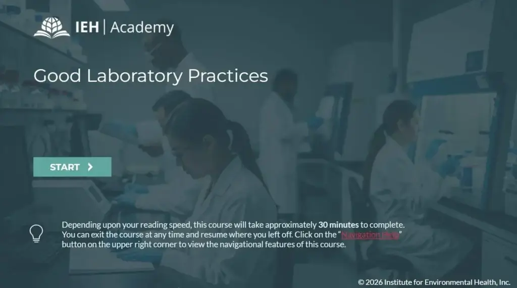Screenshot one for course Good Laboratory Practices .
