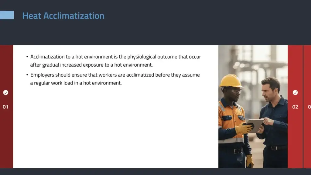 Heat Related Illness course screenshot two.